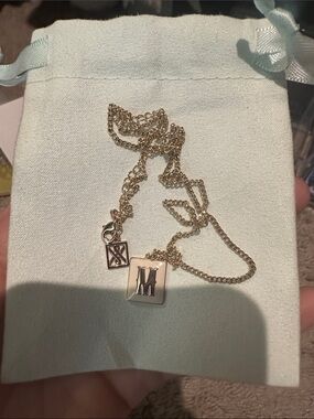 Gold-Tone 'M' Square Monogram Necklace - Women's Jewelry
